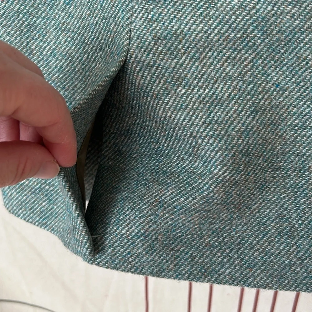 Talbots Petites Wool Blend Tweed Blazer Academia Office Preppy Festive Green 4P - Picture 9 of 14